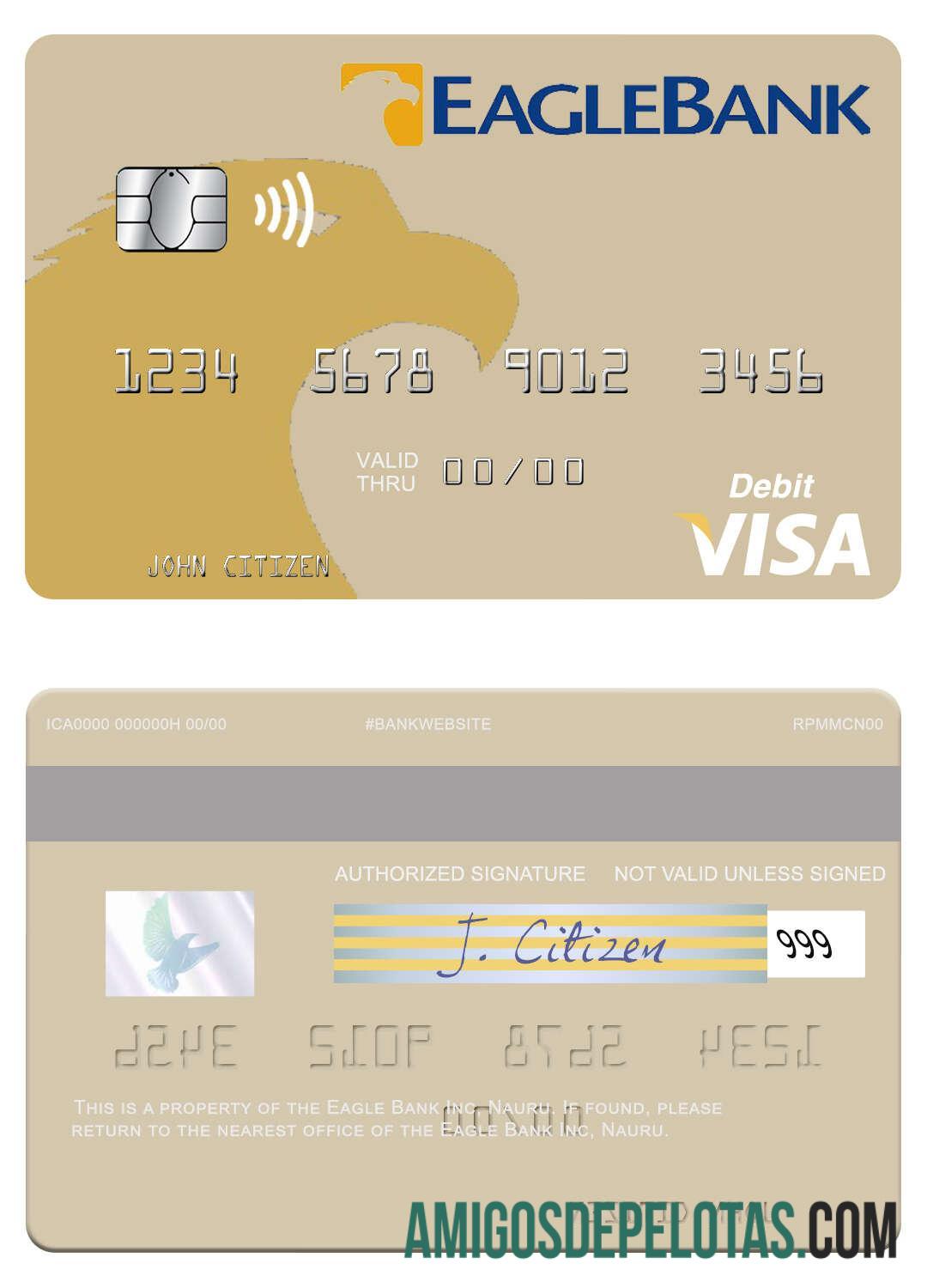 Nauru Eagle Bank Inc Visa Debit Card sample